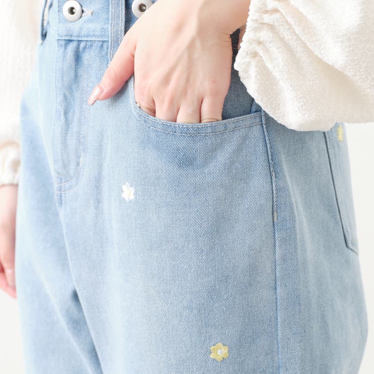 デニムツイル花刺繍入りパンツ[品番：OLOW0009758]｜RMAF NICE CLAUP