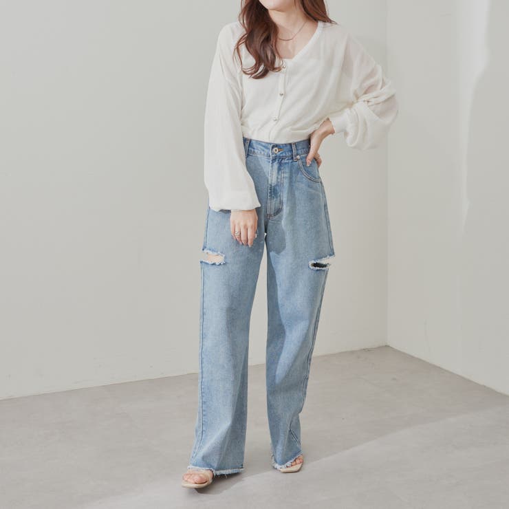 デニムダメージパンツ[品番：OLOW0009585]｜RMAF NICE CLAUP / OLIVE