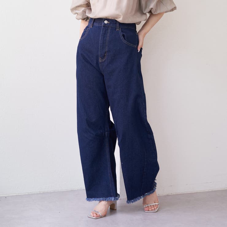 デニムサイドフリンジカーブパンツ