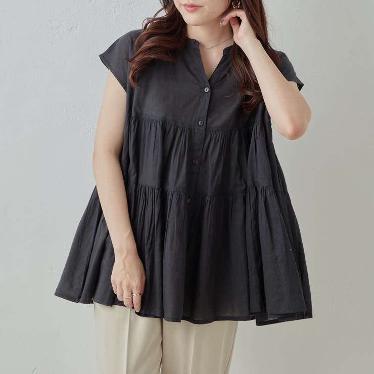 ブラック | 【綿100%】キャンティアードブラウス | RMAF　NICE CLAUP / OLIVE des OLIVE