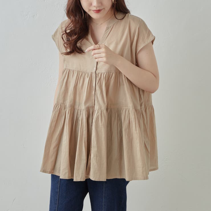 グレージュ | 【綿100%】キャンティアードブラウス | RMAF　NICE CLAUP / OLIVE des OLIVE