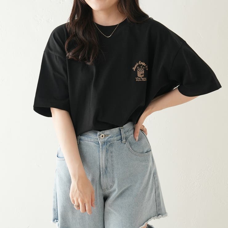 ポップコーン＆ジュースサガラ刺繍Tシャツ[品番：OLOW0010079]｜RMAF