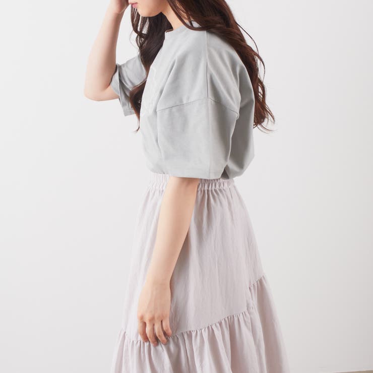 楕円ロゴ刺繍後レースアップTシャツ[品番：OLOW0010190]｜RMAF