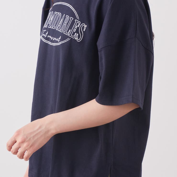 楕円ロゴ刺繍後レースアップTシャツ[品番：OLOW0010190]｜RMAF