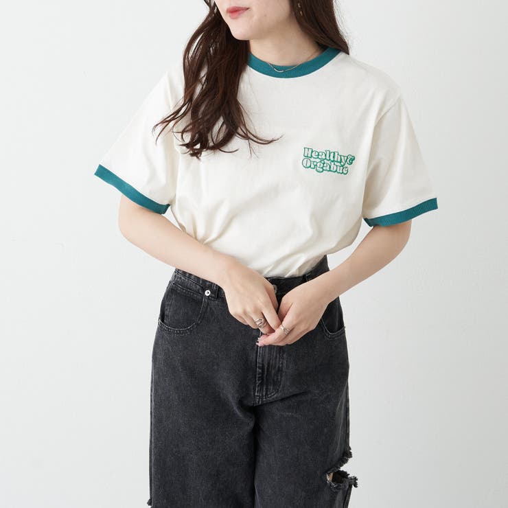 レトロドック＆紳士図案リンガーTシャツ[品番：OLOW0010493]｜OLIVE