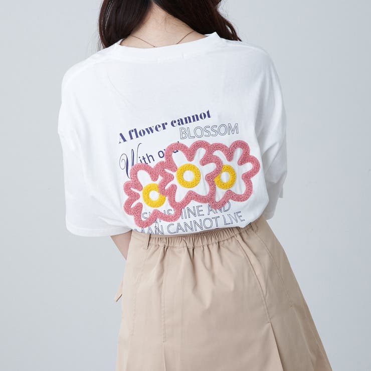 花サガラ刺繍Tシャツ[品番：OLOW0010592]｜RMAF NICE CLAUP / OLIVE