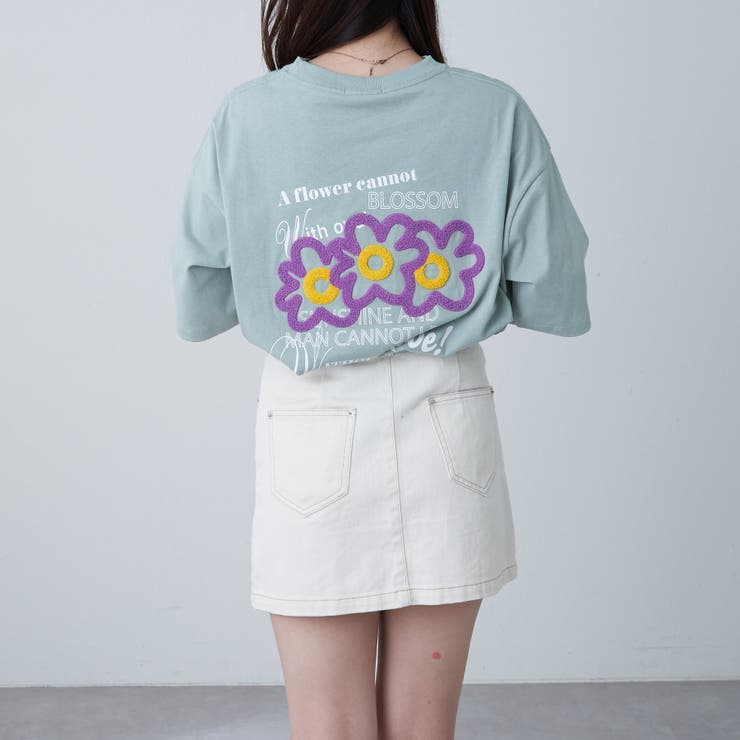 花サガラ刺繍Tシャツ[品番：OLOW0010592]｜RMAF NICE CLAUP / OLIVE
