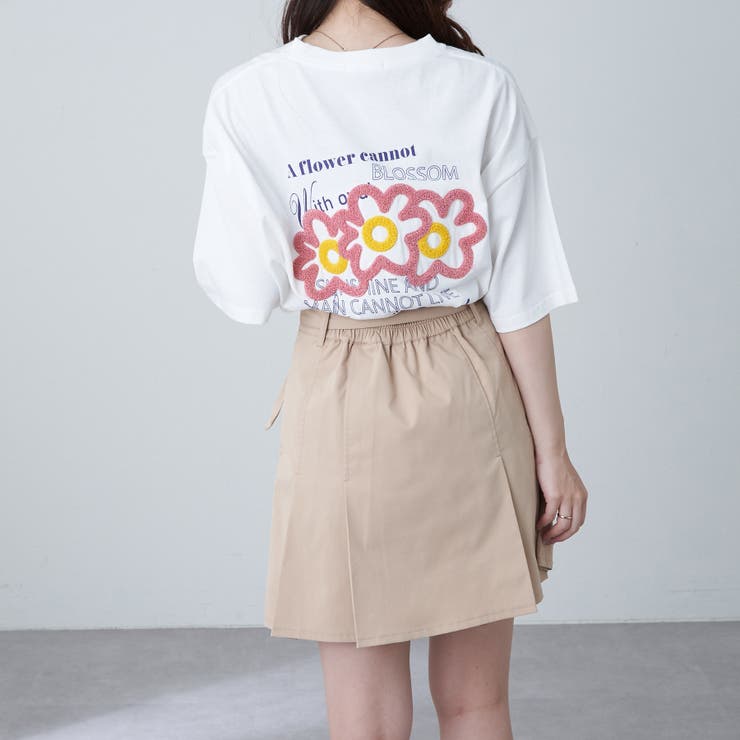 花サガラ刺繍Tシャツ[品番：OLOW0010592]｜RMAF NICE CLAUP / OLIVE