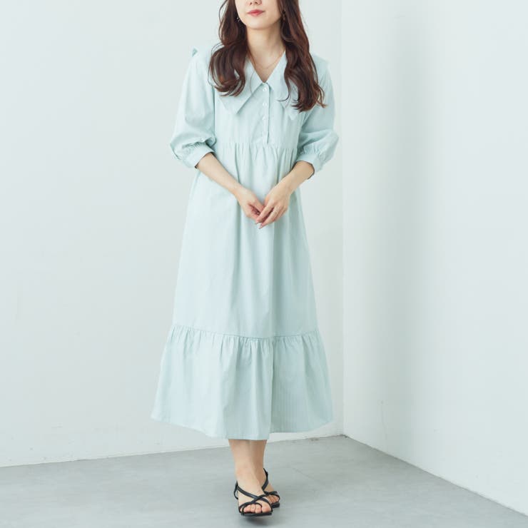 Web限定】7分袖ビックカラーティアードワンピース[品番：OLOW0009831]｜OLIVE des OLIVE  OUTLET（オリーブデオリーブアウトレット）のレディースファッション通販｜SHOPLIST（ショップリスト）