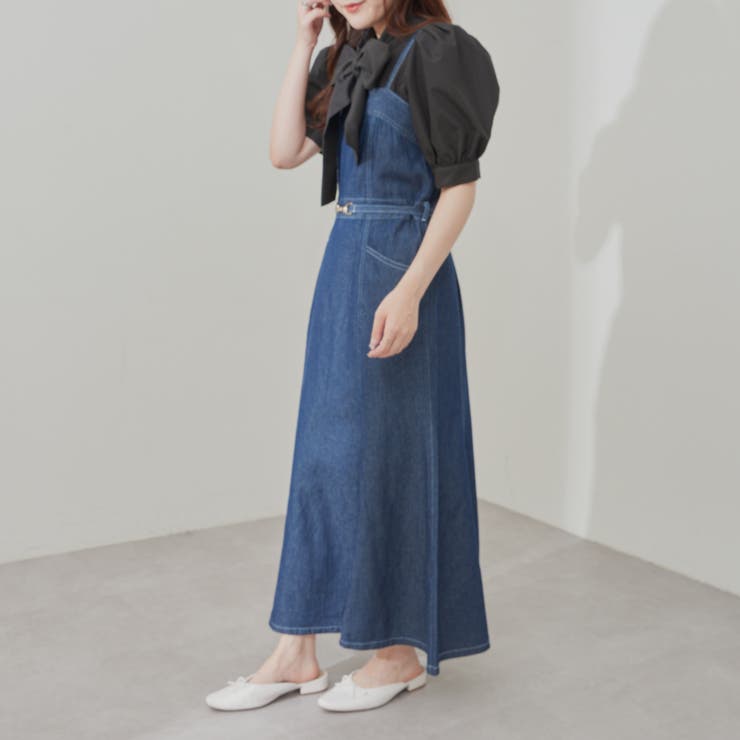 ☆ケミカル ブラックデニム ×MIX 切替 キャミワンピース☆ デニム