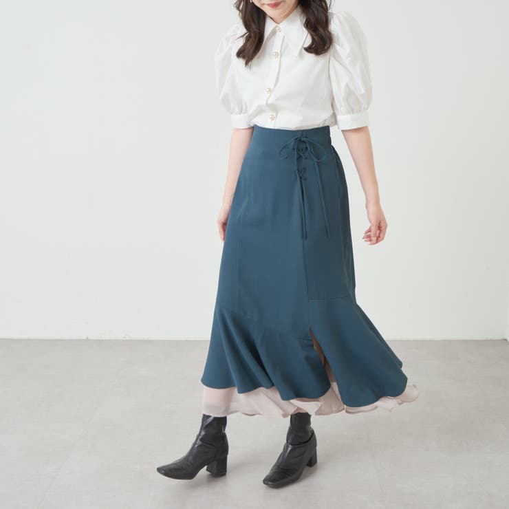 Eツイル×シフォン切替スカート[品番：OLOW0010784]｜RMAF NICE CLAUP  