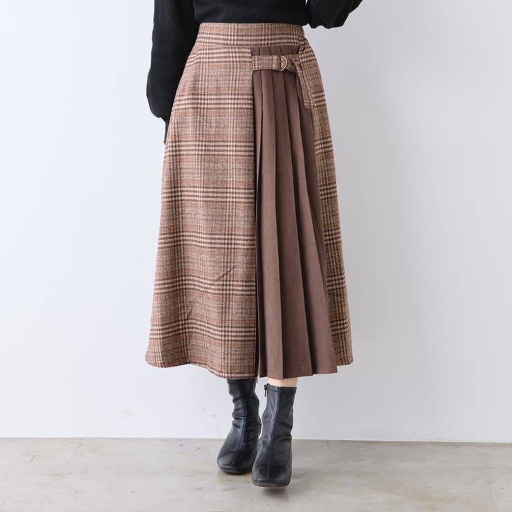 チェック×ピーチプリーツ切替スカート | RMAF　NICE CLAUP / OLIVE des OLIVE | 詳細画像1 