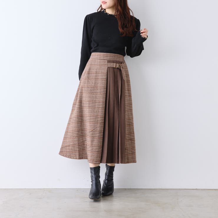 チェック×ピーチプリーツ切替スカート | RMAF　NICE CLAUP / OLIVE des OLIVE | 詳細画像9 