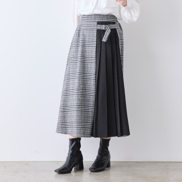 チェック×ピーチプリーツ切替スカート | RMAF　NICE CLAUP / OLIVE des OLIVE | 詳細画像10 