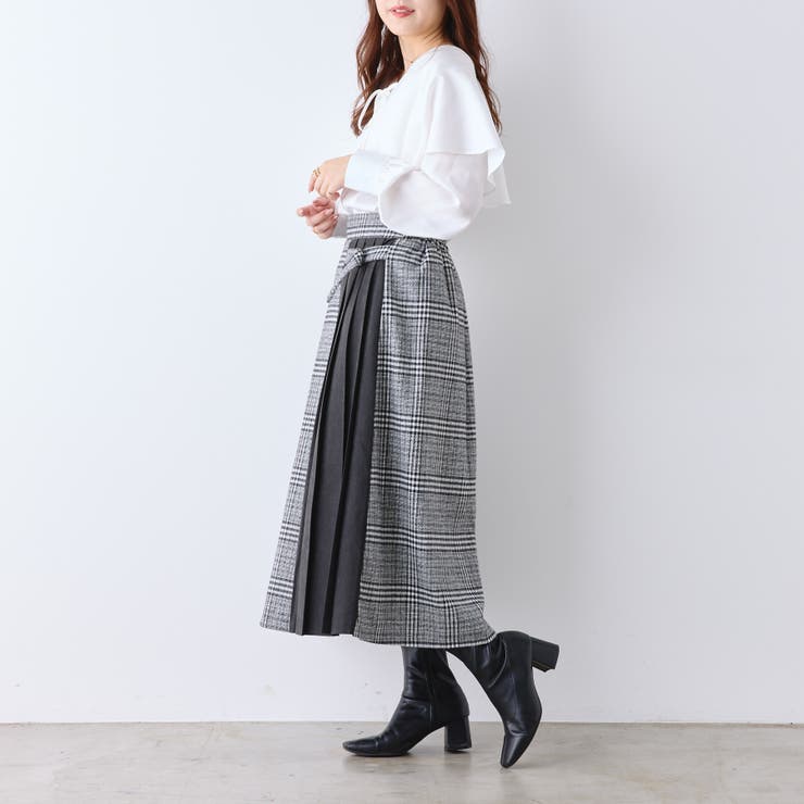 チェック×ピーチプリーツ切替スカート | RMAF　NICE CLAUP / OLIVE des OLIVE | 詳細画像15 