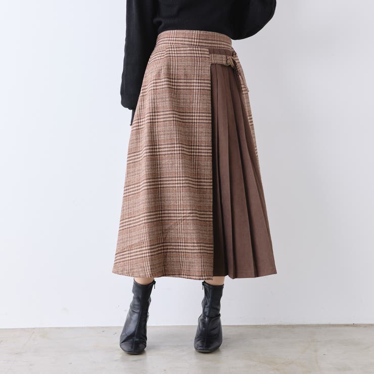 チェック×ピーチプリーツ切替スカート | RMAF　NICE CLAUP / OLIVE des OLIVE | 詳細画像3 