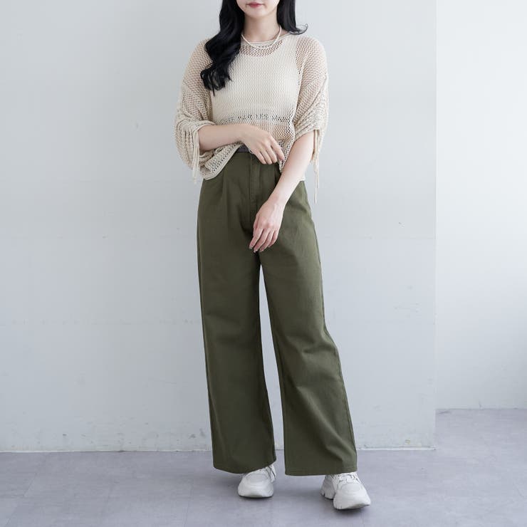 タックワイドパンツ合皮ベルト付[品番：OLOW0010921]｜RMAF NICE CLAUP