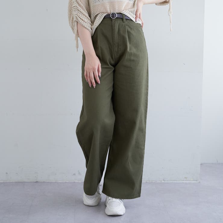 タックワイドパンツ合皮ベルト付[品番：OLOW0010921]｜RMAF NICE CLAUP