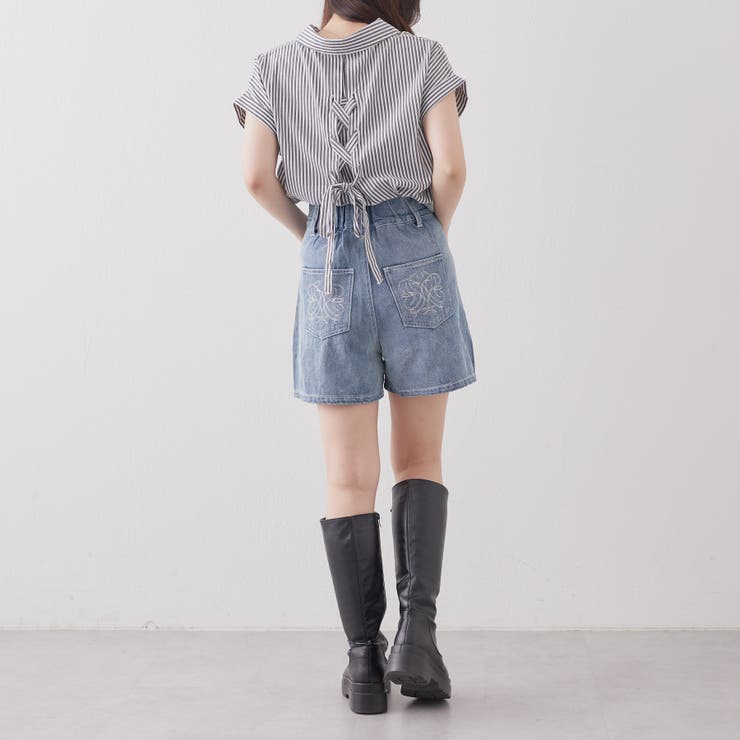 デニムPK刺繍ショートパンツ[品番：OLOW0010899]｜RMAF NICE