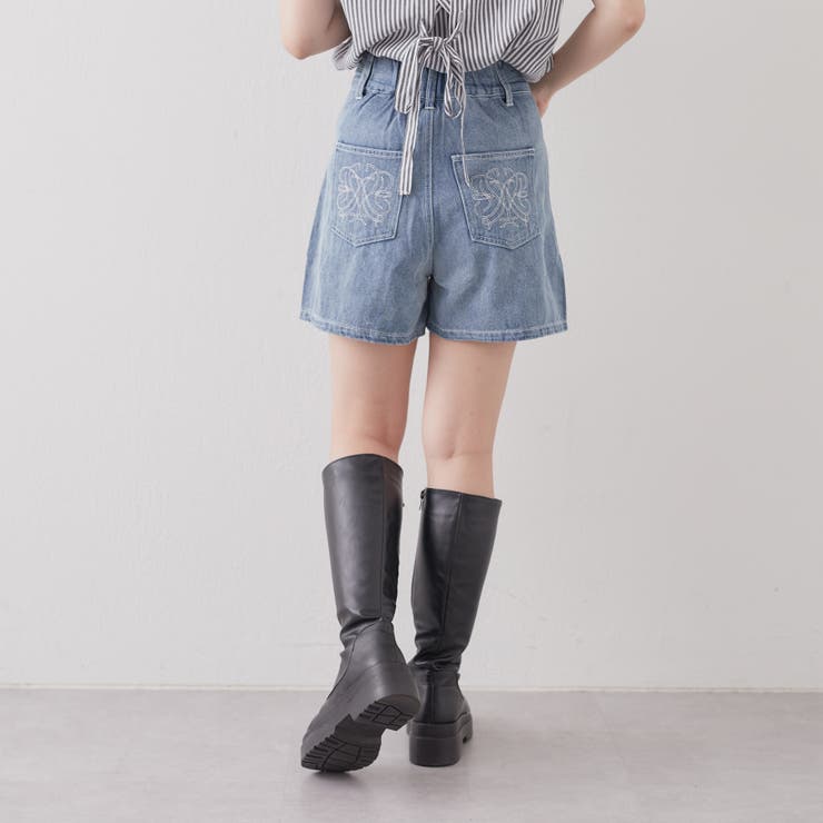 デニムPK刺繍ショートパンツ[品番：OLOW0010899]｜RMAF NICE CLAUP