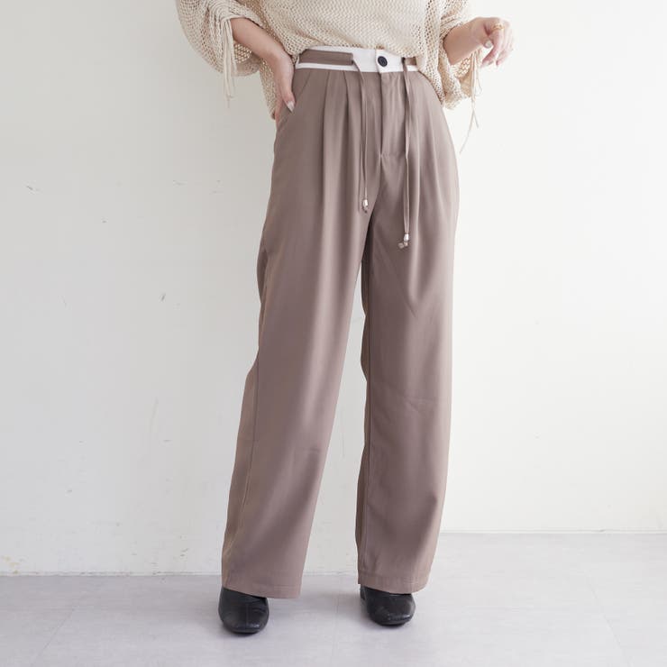 モカ | ウエスト配色切替タックパンツ | RMAF　NICE CLAUP / OLIVE des OLIVE