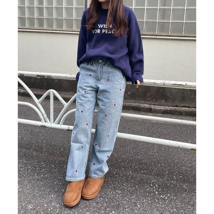 デニム総ハート刺繍パンツ[品番：OLOW0012165]｜RMAF NICE CLAUP