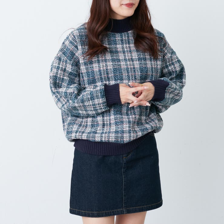 ツイードチェックリブ使いプルオーバー[品番：OLOW0011209]｜RMAF NICE