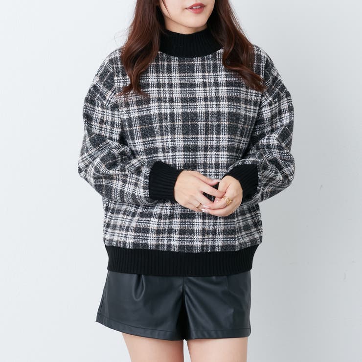 ツイードチェックリブ使いプルオーバー[品番：OLOW0011209]｜RMAF NICE