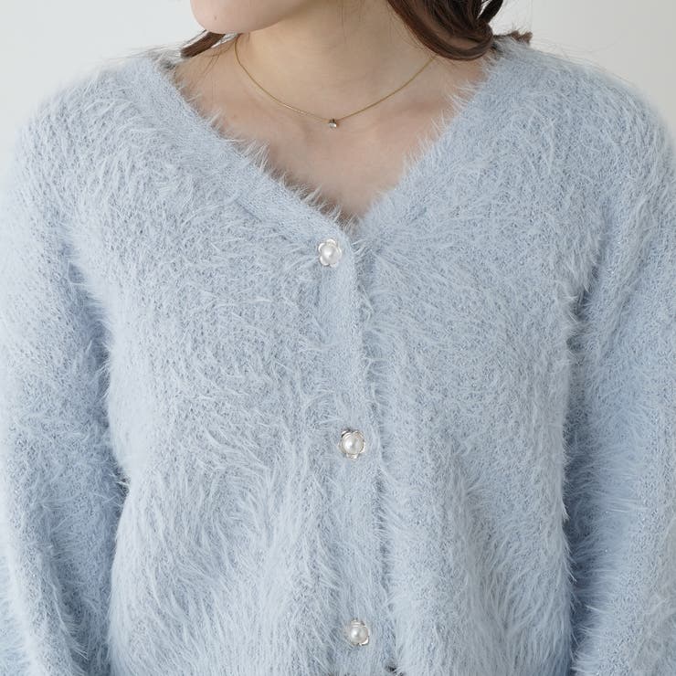 ラメフェザーVカーディガン[品番：OLOW0011510]｜RMAF NICE CLAUP