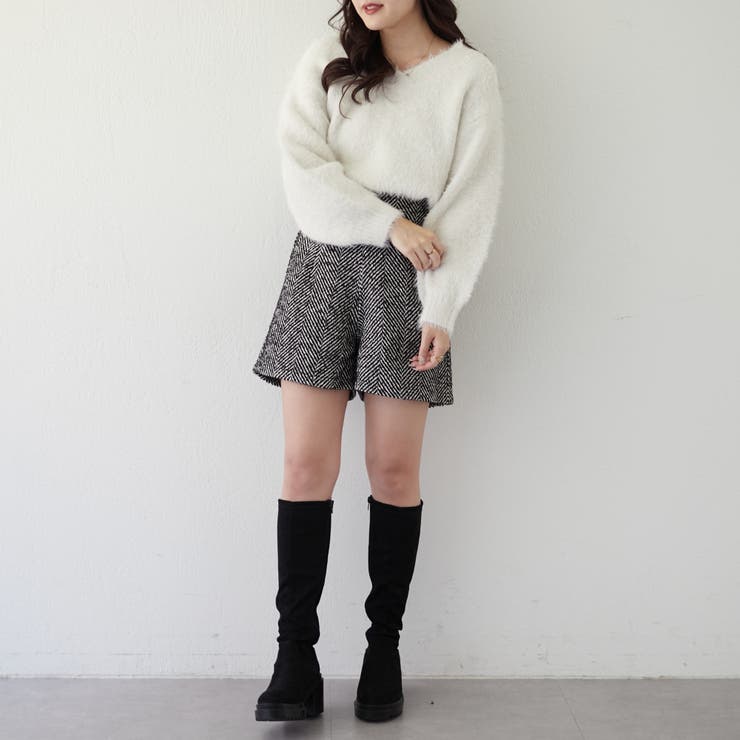 eimyistoire♡ フラッフィーラメフレンチスリーブプルオーバー オーロララメ フレンチスリーブ プルオーバー ニット
