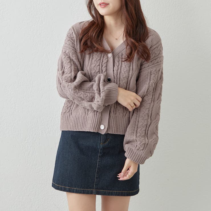 モール多種釦Vカーディガン[品番：OLOW0011454]｜RMAF NICE CLAUP