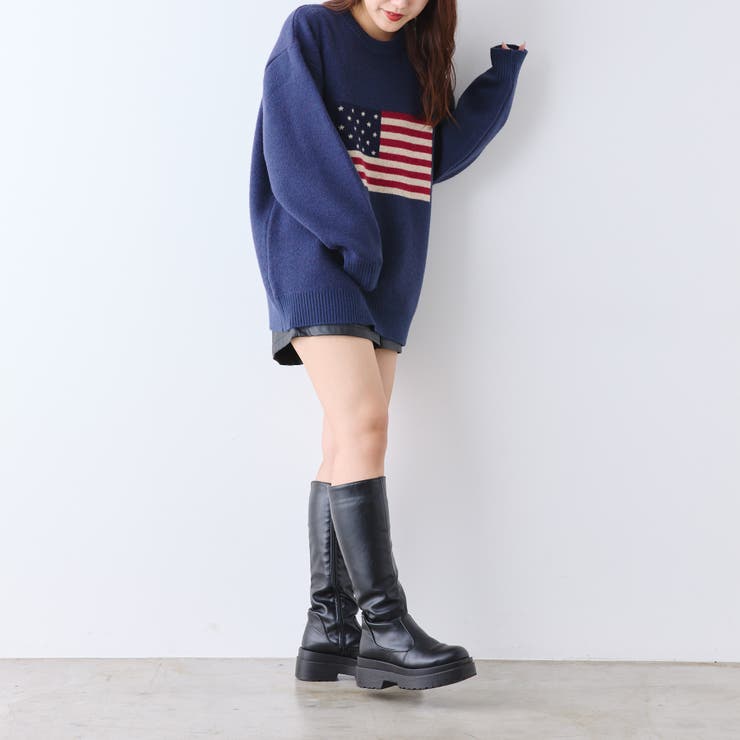 国旗ジャガードニットプルオーバー[品番：OLOW0011415]｜OLIVE des