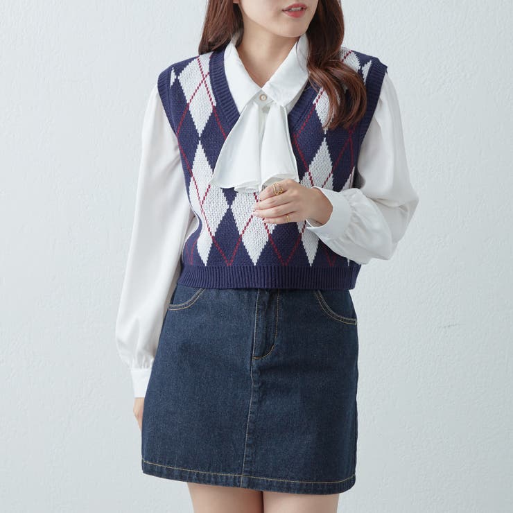 アーガイルベスト[品番：OLOW0011197]｜RMAF NICE CLAUP / OLIVE des