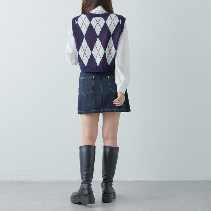 アーガイルベスト[品番：OLOW0011197]｜RMAF NICE CLAUP / OLIVE des