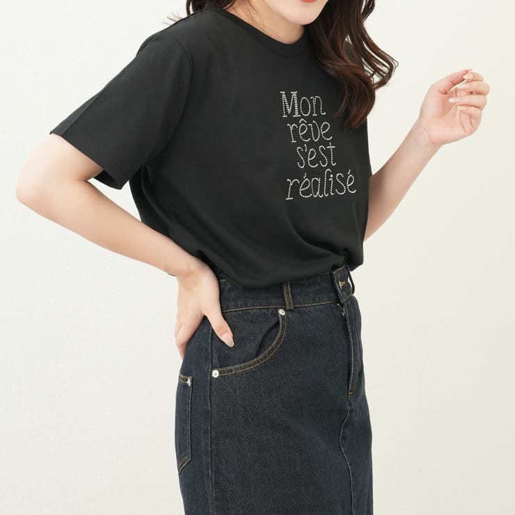 ラインストーンロゴTシャツ[品番：OLOW0010803]｜OLIVE des OLIVE  OUTLET（オリーブデオリーブアウトレット）のレディースファッション通販｜SHOPLIST（ショップリスト）