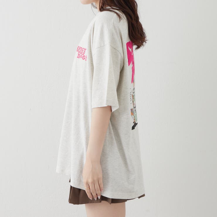 ウルフ＆ホットドッグサガラ刺繍Tシャツ[品番：OLOW0010906]｜OLIVE des OLIVE  OUTLET（オリーブデオリーブアウトレット）のレディースファッション通販｜SHOPLIST（ショップリスト）