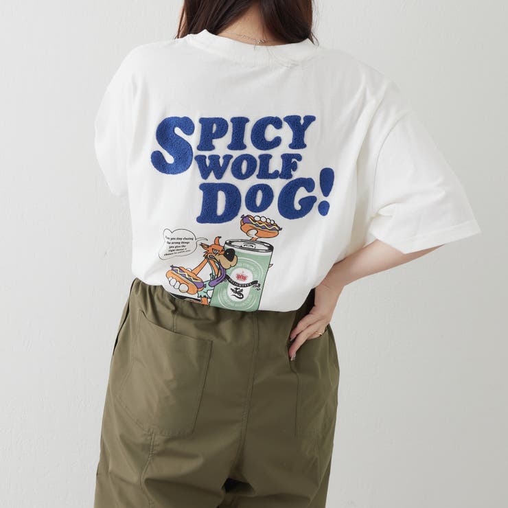 ウルフ＆ホットドッグサガラ刺繍Tシャツ[品番：OLOW0010906]｜OLIVE des OLIVE OUTLET（オリーブデオリーブアウトレット）の レディースファッション通販｜SHOPLIST（ショップリスト）