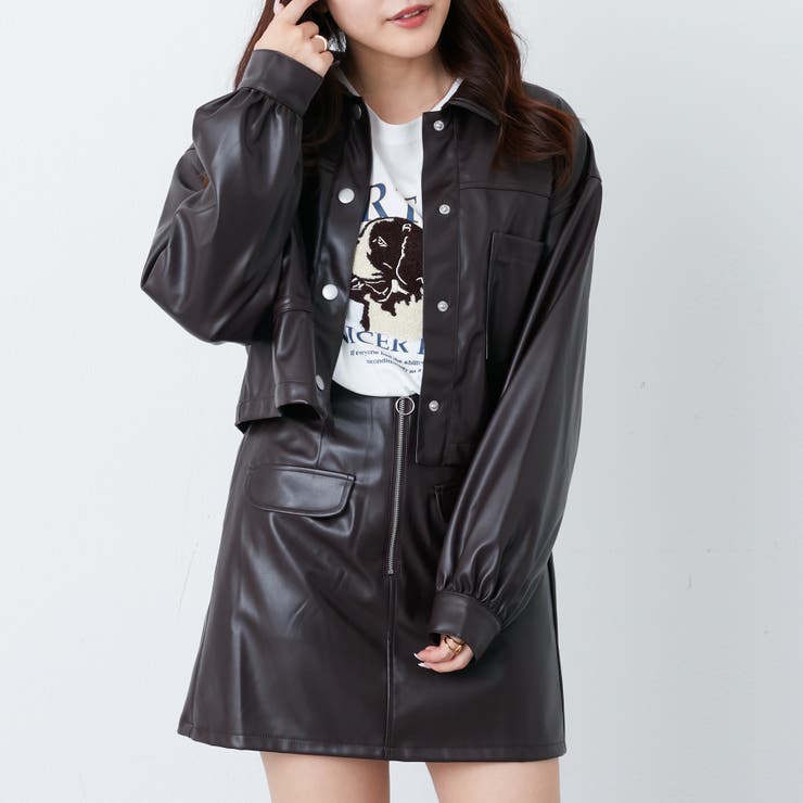 フェークレザーショートブルゾン[品番：OLOW0011223]｜RMAF NICE CLAUP