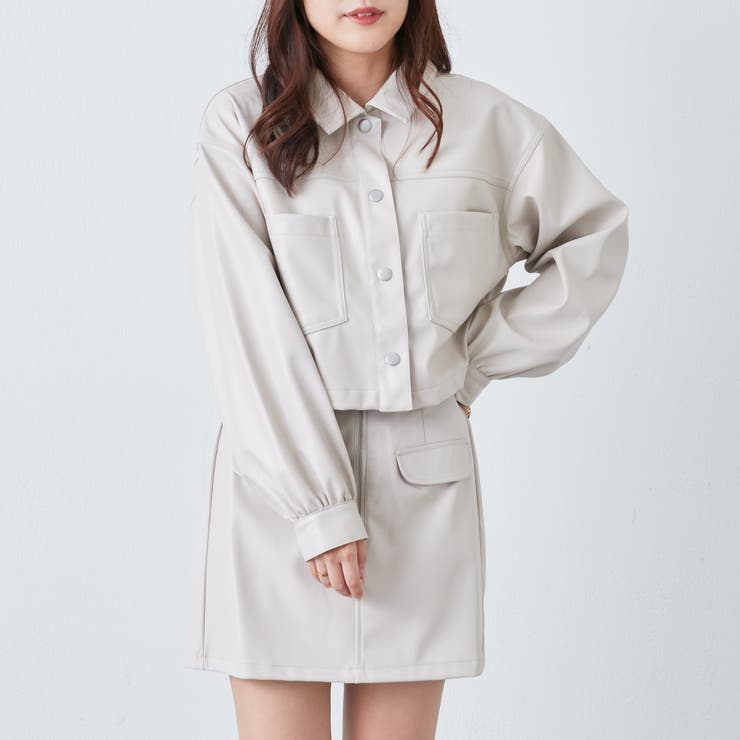 フェークレザーショートブルゾン[品番：OLOW0011223]｜RMAF NICE CLAUP