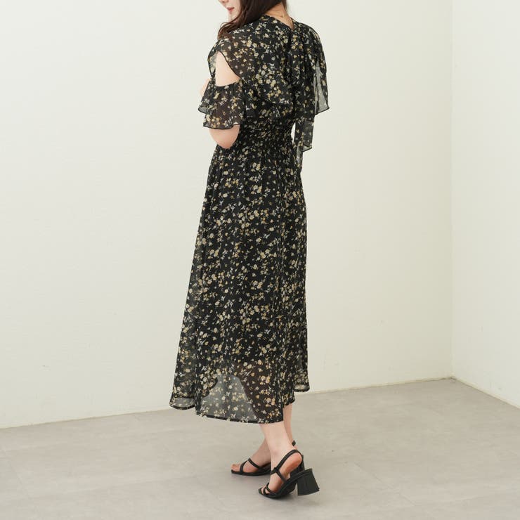 シフォン花柄袖あきボウタイワンピース[品番：OLOW0010870]｜RMAF NICE