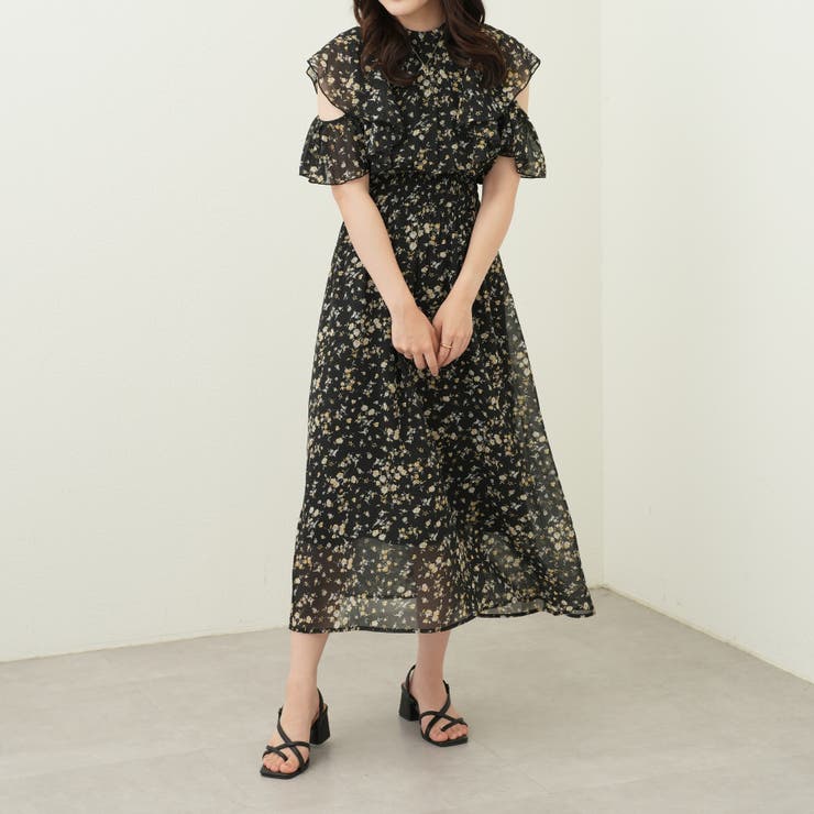 シフォン花柄袖あきボウタイワンピース[品番：OLOW0010870]｜RMAF NICE