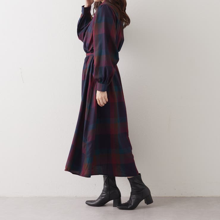 over オーバーイー【新品】90 ブラウンチェック　ボウタイワンピース ワンピース｜overE（オーバーイー）の公式通販サイト ｜overE