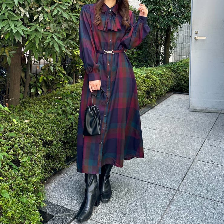 TRBIGチェックボウタイワンピース[品番：OLOW0010993]｜RMAF NICE