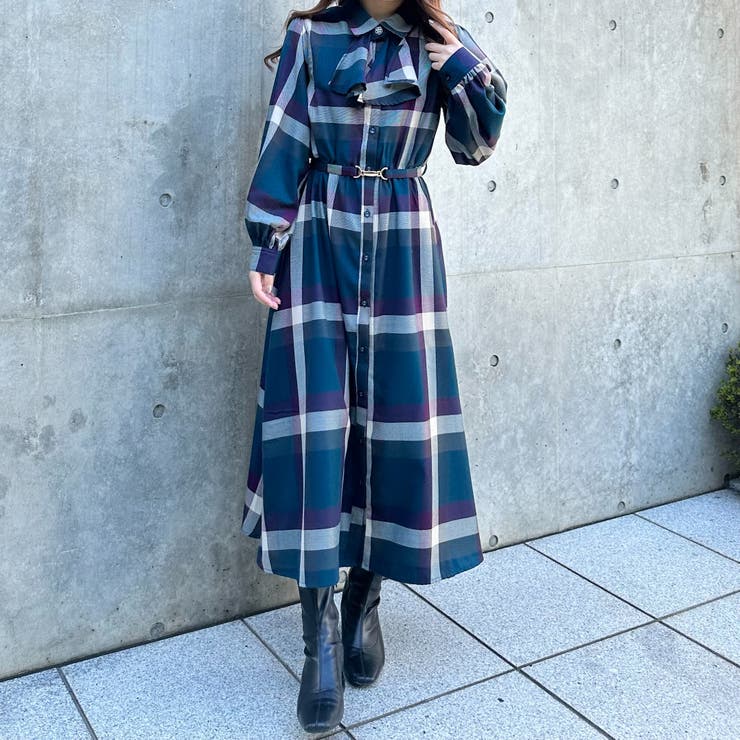 TRBIGチェックボウタイワンピース[品番：OLOW0010993]｜RMAF NICE