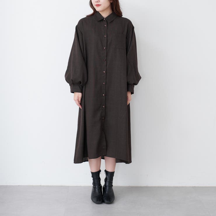 チェック袖ボリュームワンピース[品番：OLOW0011266]｜OLIVE des OLIVE