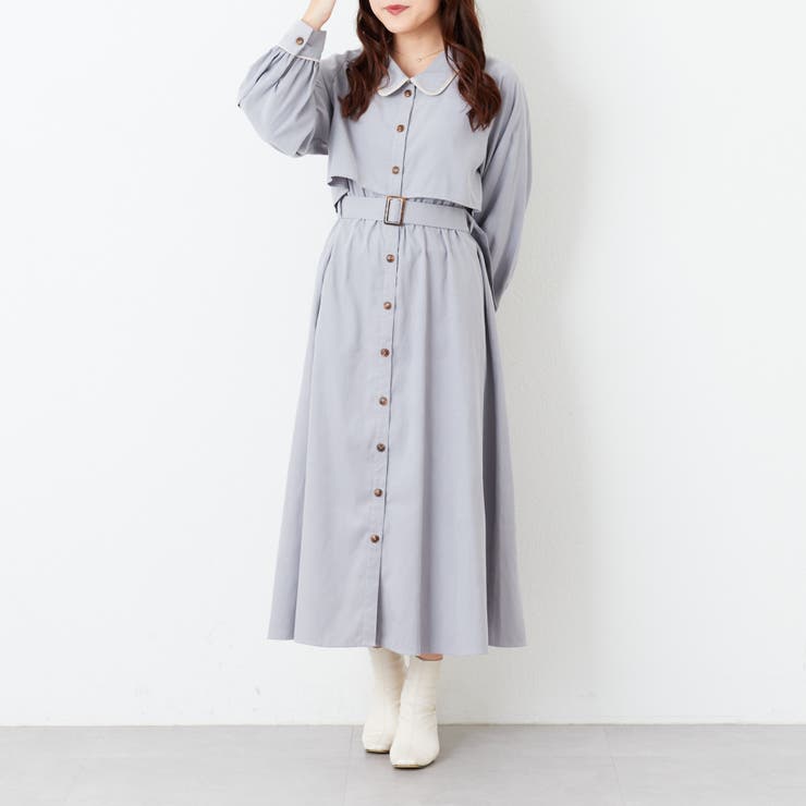 サックス | 微起毛カルゼトレンチワンピース | RMAF　NICE CLAUP / OLIVE des OLIVE