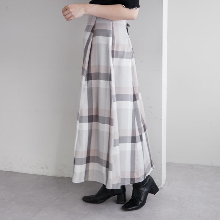 rohk 変形デザインチェックスカート GU公式 | 2ピーススカートパンツ