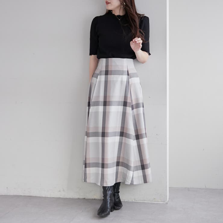 BIGチェックスカート[品番：OLOW0012252]｜RMAF NICE CLAUP / OLIVE