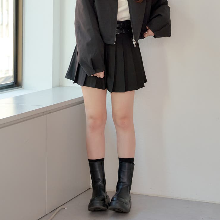ダブルベルトプリーツミニスカート[品番：OLOW0012199]｜RMAF NICE