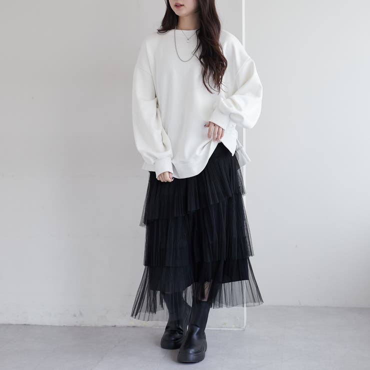 BELL VINTAGE ロングスカート アシンメトリー ホワイト チュール F BELL VINTAGE ロングスカート アシンメトリー ホワイト チュール